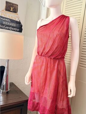 Anthropologie Cecilia Prado Red Textured Knit One Shoulder midi Dress SP